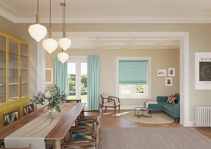 Delicate Chevron, Turquoise - Roman Blind - Image 8